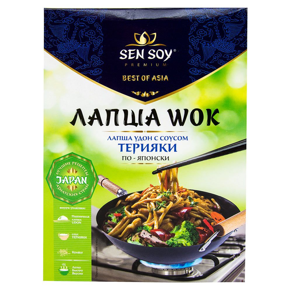 Лапша удон WOK Сэн Сой с соусом терияки по-японский 275г купить в  Красноярске с доставкой на дом в интернет-магазине 