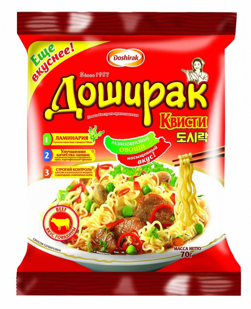 Лапша Доширак Квисти со вкусом говядины 70гр купить в Красноярске с  доставкой на дом в интернет-магазине 