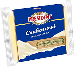 Сыр плавленый Президент сливочный БЗМЖ 40% ломтевой 300г