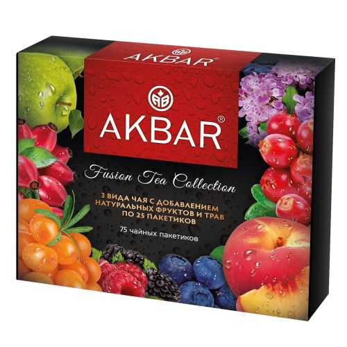 Чай ассорти Акбар 3 вида по 25 пакетиков купить в Красноярске с доставкой на дом в интернет-магазине "Ярбокс"