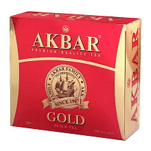 Чай черный Акбар Голд 100 пакетиков по 2г купить в Красноярске с доставкой на дом в интернет-магазине "Ярбокс"