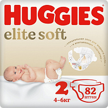 Подгузники Huggies Elite soft для новорожденных 2, 82шт