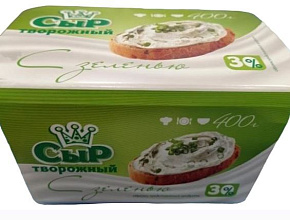 Сыр творожный Царь"С зеленью" 30% бзмж 400г