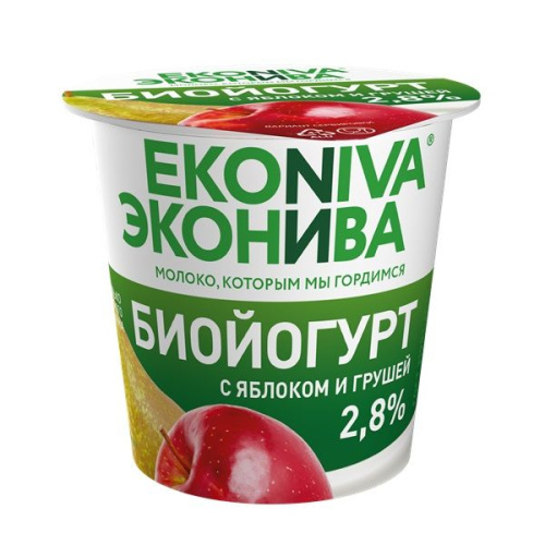 Эконива  Биойогурт яблоко-груша 2,8%, 125гр