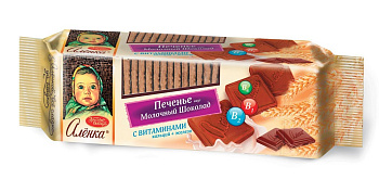 Печенье Аленка вкус молочный шоколад с витаминами Красный Октябрь 190г купить в Красноярске с доставкой в интернет-магазине "Ярбокс"