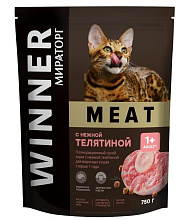 Сухой корм Winner Meat с нежной телятиной для взрослых кошек старше 1 года 300г