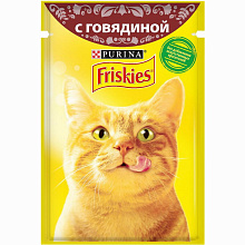 Влажный корм FRISKIES для взрослых кошек с говядиной в подливе 85 г
