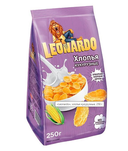 Хлопья кукурузные Leonardo, 250гр купить в Красноярске с доставкой в интернет-магазине "Ярбокс"