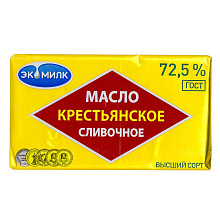 Масло сливочное Экомилк Крестьянское (ромб) бзмж 72,5% 180г