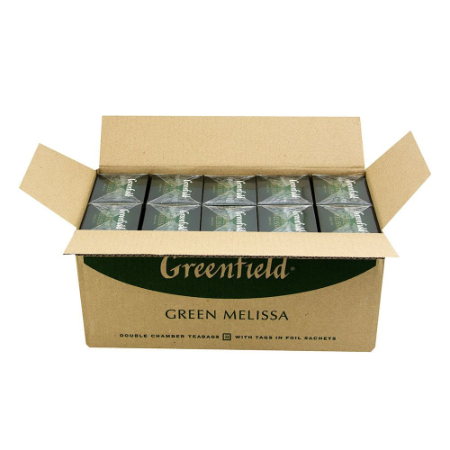 Чай зеленый Гринфилд грин мелиса 25 пакетиков по 1,5г купить в Красноярске с доставкой на дом в интернет-магазине "Ярбокс"