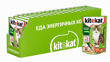 Корм консервированный полнорационный Kitekat для взрослых кошек со вкусом кролика в желе 85г