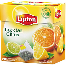 Чай черный Lipton Citrus с цедрой цитрусовых, 20 пирамидок по 1.8 гр купить в Красноярске с доставкой на дом в интернет-магазине "Ярбокс"