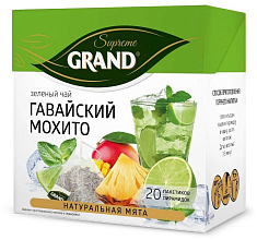 Чай зеленый Гранд суприм гавайский мохито 20 пирамидок по 1,8г купить в Красноярске с доставкой на дом в интернет-магазине "Ярбокс"