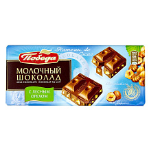 Шоколад молочный Победа вкуса с кусочками лесного ореха 100г купить в Красноярске с доставкой в интернет-магазине "Ярбокс"