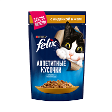 Корм для кошек влажный Felix сенсейшнс с индейкой, 85 гр