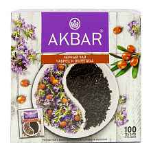 Чай черный Акбар чабрец и облепиха 100 пакетиков по 1,5г купить в Красноярске с доставкой на дом в интернет-магазине "Ярбокс"