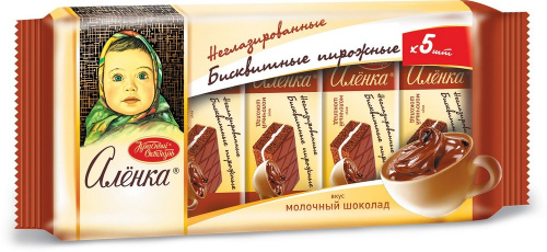 Пирожные бисквитные Аленка вкус молочный шоколад Красный Октябрь 175г купить в Красноярске с доставкой в интернет-магазине "Ярбокс"