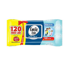 Салфетки влажные 100+20шт Emily style для всей семьи ЭКОНОМ (+20%бесплатно) с крышкой