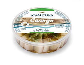 Сельдь ф-к в масле с укропом 0,4 кг Атлантика купить в Красноярске с доставкой на дом в интернет-магазине "Ярбокс"