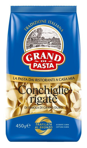 Макаронные изделия Гранд ди паста Conchiglie Rigate 450г купить в Красноярске с доставкой в интернет-магазине "Ярбокс"
