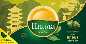 Чай зеленый Пиала Голд отборный 100 пакетиков по 1,5г купить в Красноярске с доставкой на дом в интернет-магазине "Ярбокс"
