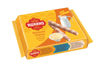 Вафельные трубочки со вкусом сгущеного молока 190г Яшкино купить в Красноярске с доставкой в интернет-магазине "Ярбокс"