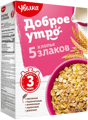 Хлопья Увелка 5-зерновые тонкие 350гр купить в Красноярске с доставкой в интернет-магазине "Ярбокс"