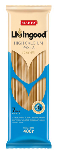 Макаронные изделия Ливингуд High Calcium Pasta Spaghetti с водорослями 400г купить в Красноярске с доставкой в интернет-магазине "Ярбокс"