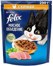 Корм Felix сухой для кошек Мясное объедение 200гр с курицей