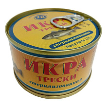 Икра трески Золотистая Рыбка 120 г. купить в Красноярске с доставкой на дом в интернет-магазине "Ярбокс"