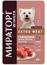 Корм консерв. Winner Extra Meat с говядиной в соусе для взрослых собак мелких пород 85г