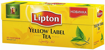 Чай черный Lipton желтая марка, 25 пакетиков по 2 гр купить в Красноярске с доставкой на дом в интернет-магазине "Ярбокс"