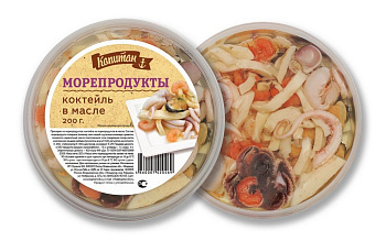 Коктейль из морепродуктов в масле 200г, ТМ Капитан купить в Красноярске с доставкой на дом в интернет-магазине "Ярбокс"
