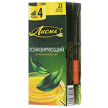 Чай зеленый Лисма тонизирующий 25 пакетиков по 1,5г купить в Красноярске с доставкой на дом в интернет-магазине "Ярбокс"