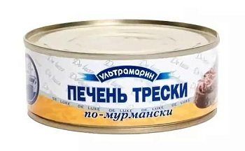 Печень трески Ультрамарин по-мурмански 240г купить в Красноярске с доставкой на дом в интернет-магазине "Ярбокс"