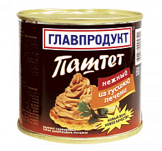 Паштет из гусиной печени Главпродукт нежный, 240 гр