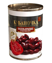 Kyбаночка Фасоль красная в томатном соусе 400г ж/б