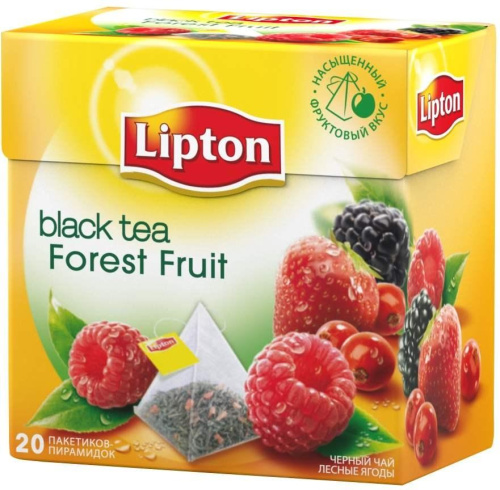 Черный чай Lipton Forest Fruit с лесными ягодами, 20 пирамидок по 1.7 гр купить в Красноярске с доставкой на дом в интернет-магазине "Ярбокс"