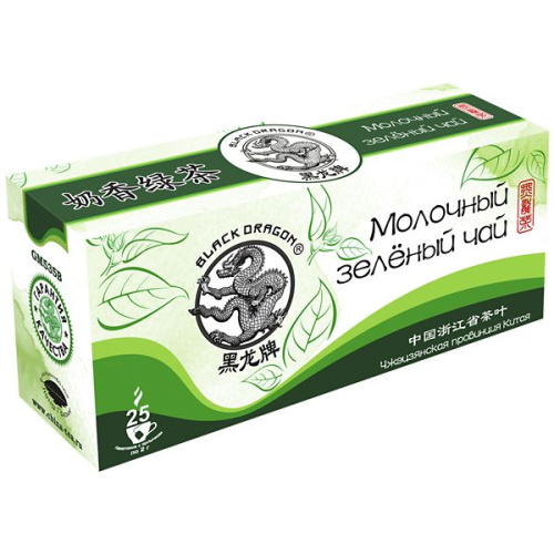 Чай зеленый Черный дракон молочный 25 пакетиков по 2г купить в Красноярске с доставкой на дом в интернет-магазине "Ярбокс"