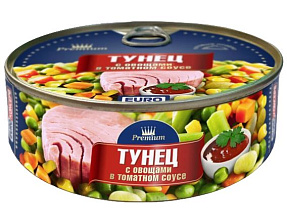 Тунец с овощами Евроконсерв в томатном соусе, 230гр