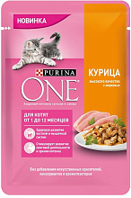 Корм Purina One влажный для котят с курицей и морковью, 75 гр