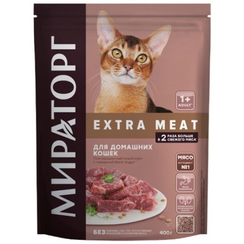 Сухой корм Мираторг Extra Meat с говядиной для домашних кошек старше 1 года 400г