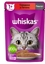 Корм Whiskas влажный паштет для кошек с говядиной и печенью, 75гр