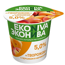 Продукт творожный со вкусом персик-абрикос 5% Эконива 125г