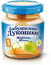 Пюре Бабушкино Лукошко морковь и яблоко, 100 гр