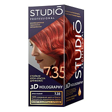 Краска для волос 3D Golografic т.7.35 Ярко-рыжий, 50/50/15 мл
