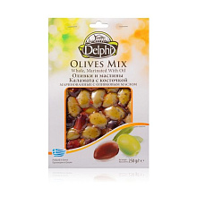 Оливки и маслины с косточкой маринованные с оливковым маслом Delphi 250г