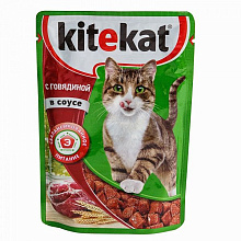 Корм Kitekat для взрослых кошек с говядиной в соусе 85г