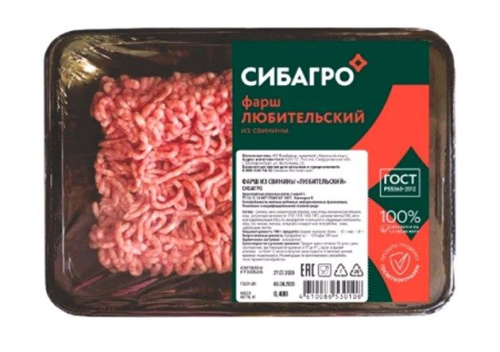 Фарш свиной любительский охлаждённый ТМ СибАгро 400гр купить в Красноярске с доставкой в интернет-магазине "Ярбокс"