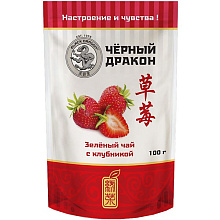 Чай зеленый Черный дракон с клубникой листовой 100г купить в Красноярске с доставкой на дом в интернет-магазине "Ярбокс"